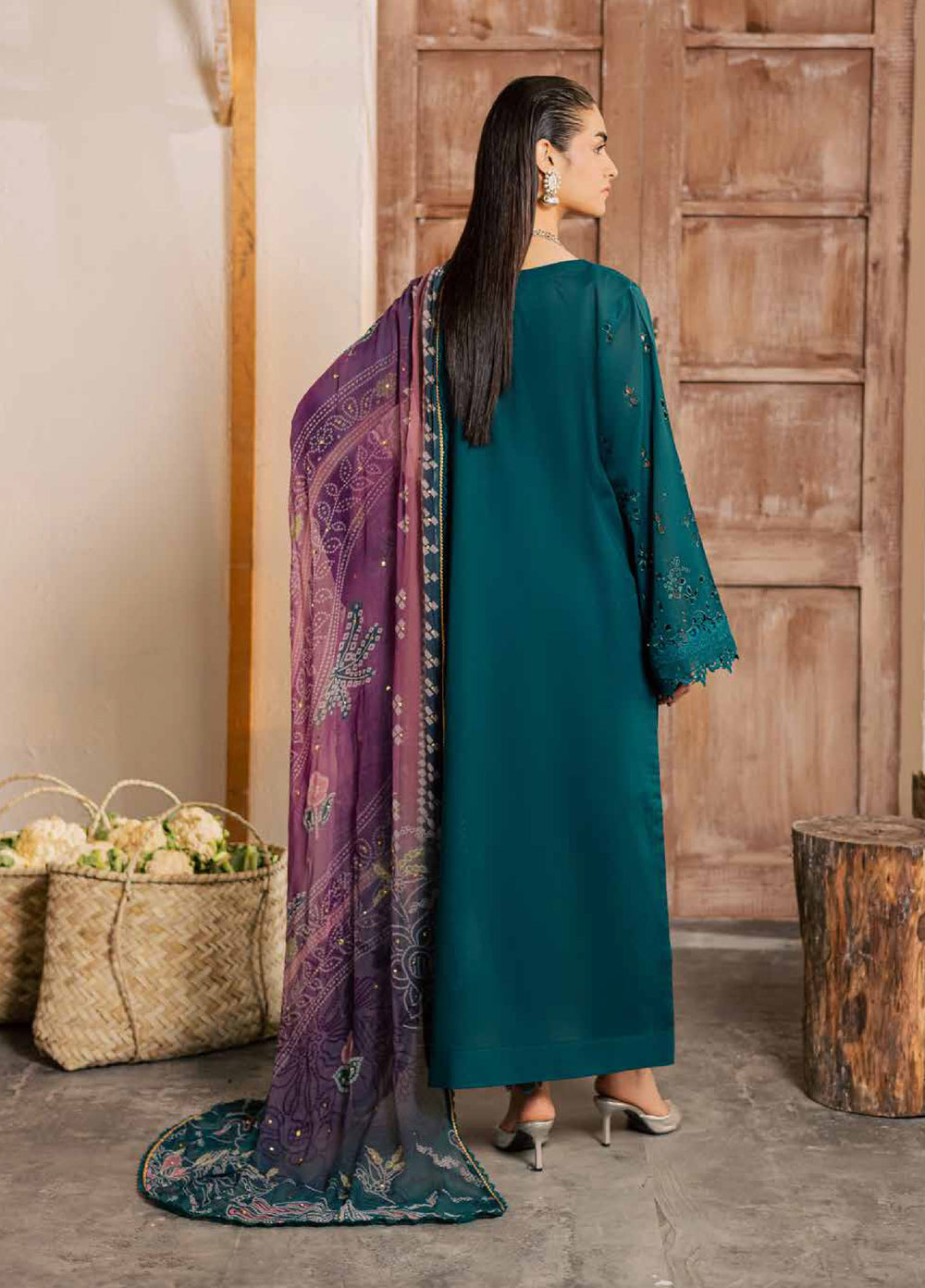 Bazar by Nureh Unstitched Chikankari Lawn 4 Piece Suit NU26UNL NE-256 - Eid Collection
