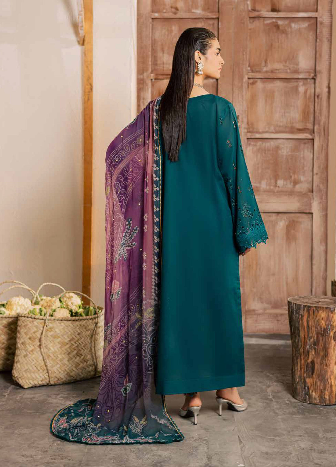 Bazar by Nureh Unstitched Chikankari Lawn 4 Piece Suit NU26UNL NE-256 - Eid Collection