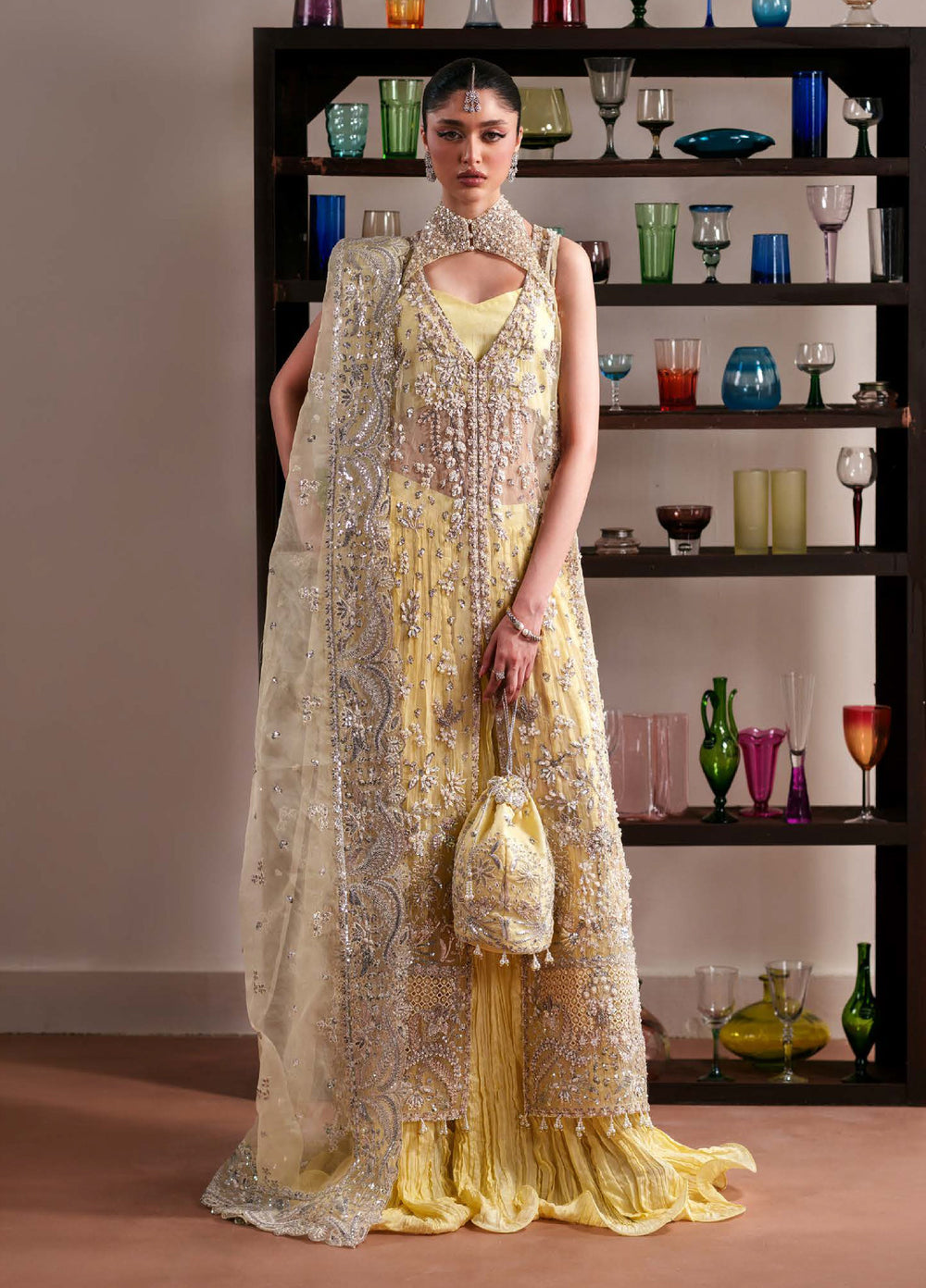 Starlet Jewels by Emaan Adeel Unstitched Embroidered Organza 3 Piece Suit EA26USF Lemon Quartz - Festive Collection