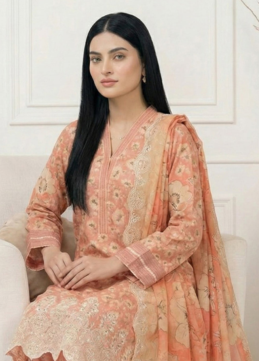 Anmol by Ishq e Rang RTW Chikankari Lawn 3 Piece Suit IR26RA Echo AA-8 - Casual Collection