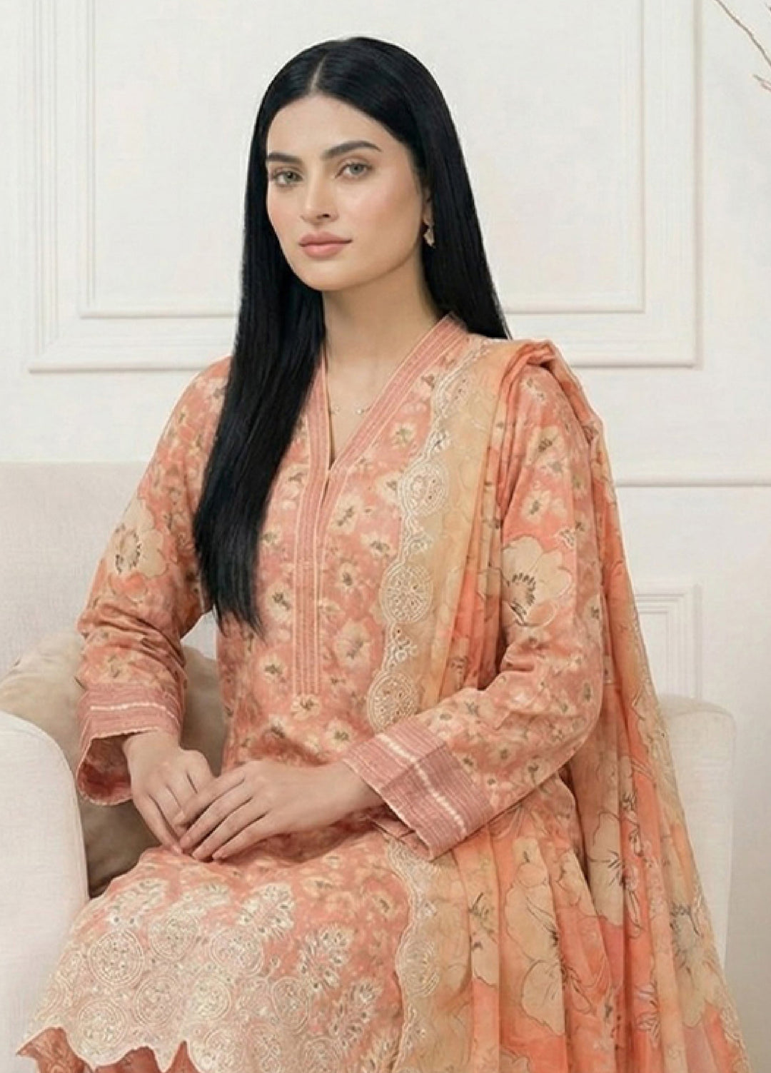 Anmol by Ishq e Rang RTW Chikankari Lawn 3 Piece Suit IR26RA Echo AA-8 - Casual Collection