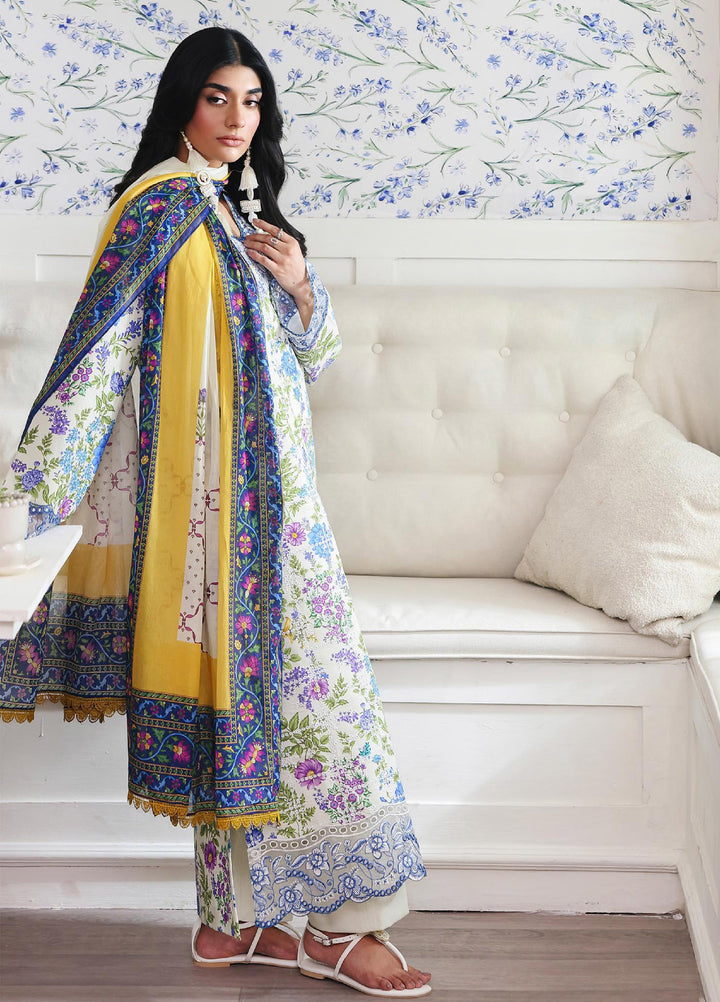 Nissa Floral Symphony by Rajbari Unstitched Lawn Embroidered 3 Piece Suit RB26UNF D-02 - Summer Collection