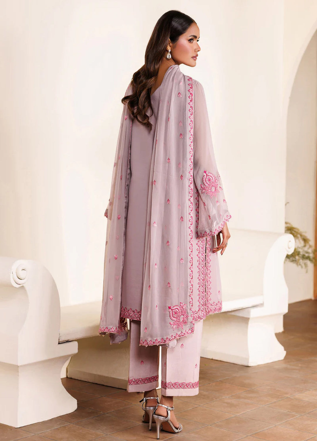 Zarif Women RTW Embroidered Chiffon 3 Piece Suit ZR26UCR ZRF-EMC-25 - Eid Collection
