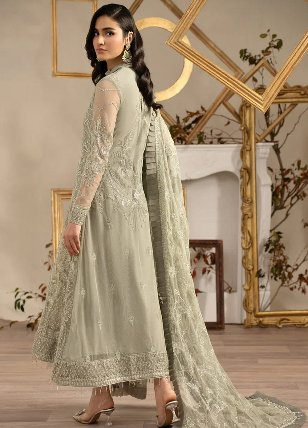 Zarif Women Unstitched Embroidered Net 3 Piece Suit ZR26UFC ZRN 05 PEARLY - Festive Collection