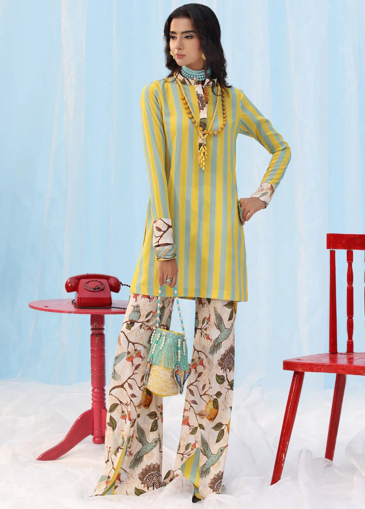 Rush Hour by Musferah Saad Pret Printed Silk 2 Piece Suit Citrus Lime