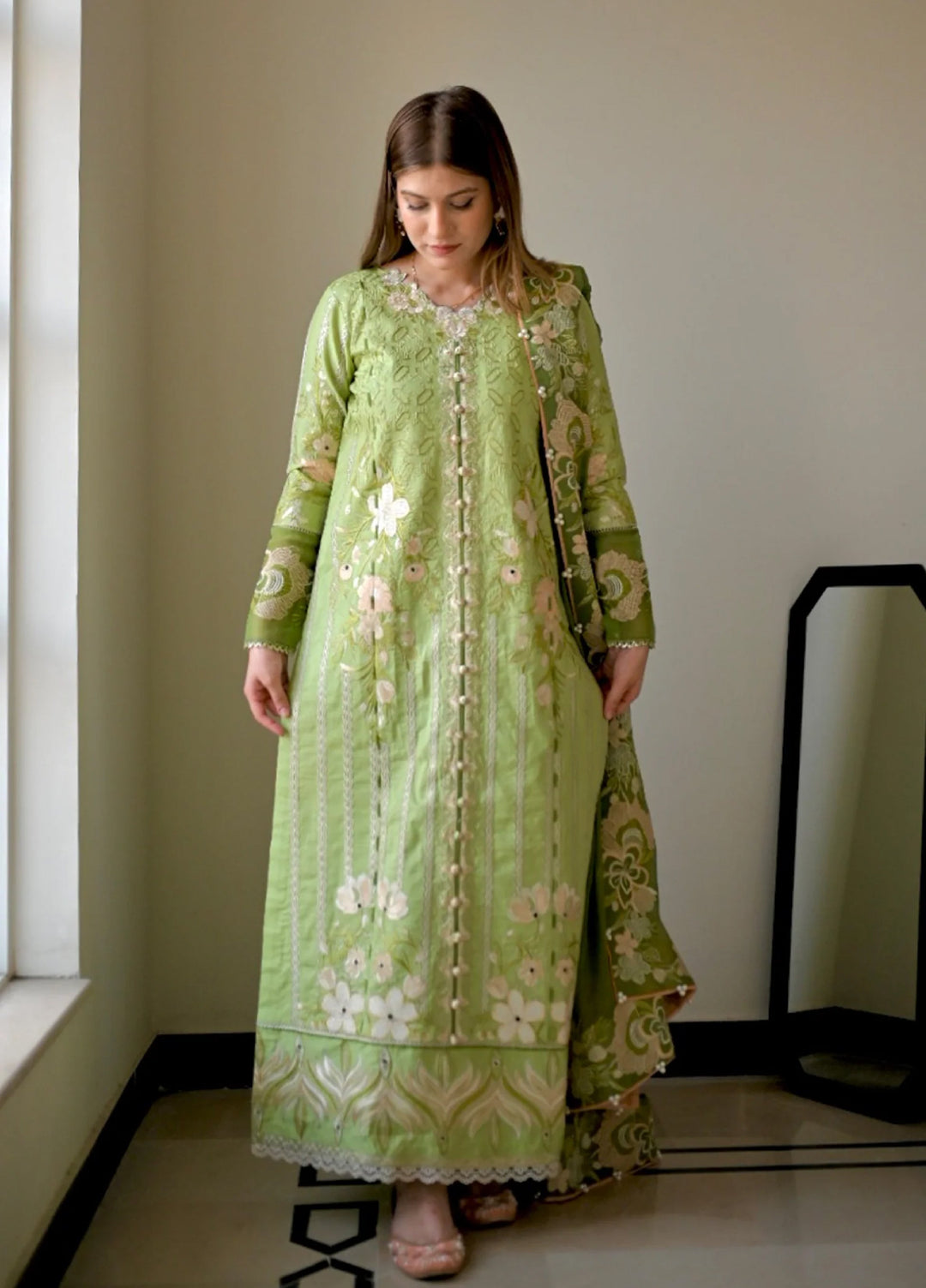 Shurooq Unstitched Luxury Lawn Embroidered 3 Piece SQ25 D-01 Olivia - Festive Collection