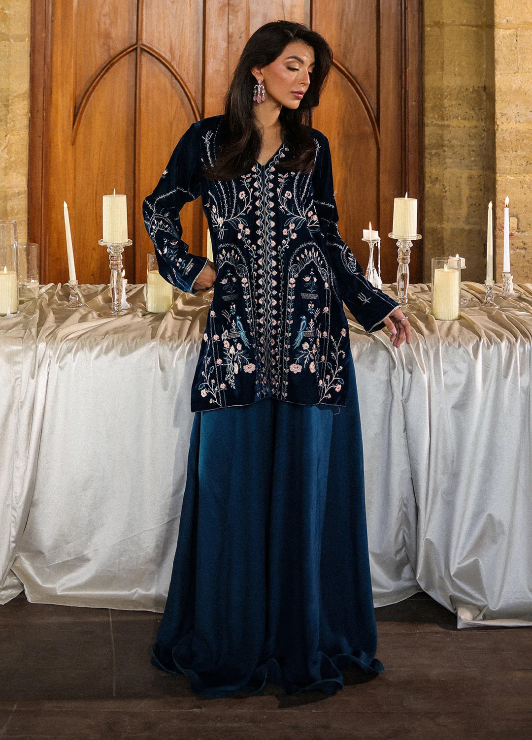 Elayra by Sahar Pret Velvet 2 Piece Embroidered Sapphire Allure - Festive Collection