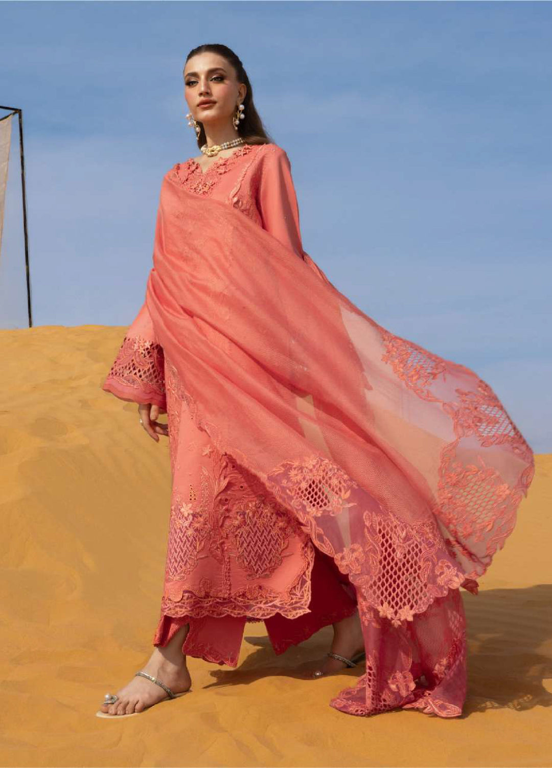 Rang Rasiya Premium Unstitched Embroidered Lawn 3 Piece Suit RR26UP D-1 Elnaz - Festive Collection