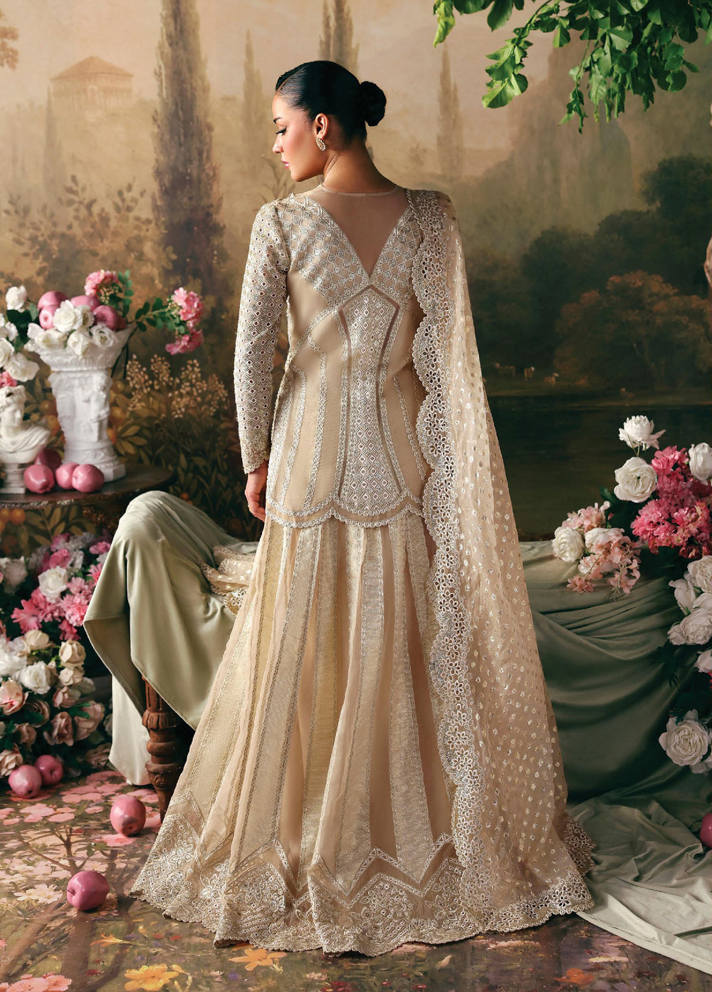 La Fuchsia by Afrozeh Unstitched Hand work Organza 3 Piece Suit AF26ULF Emperor FWU-0076 - Wedding Collection