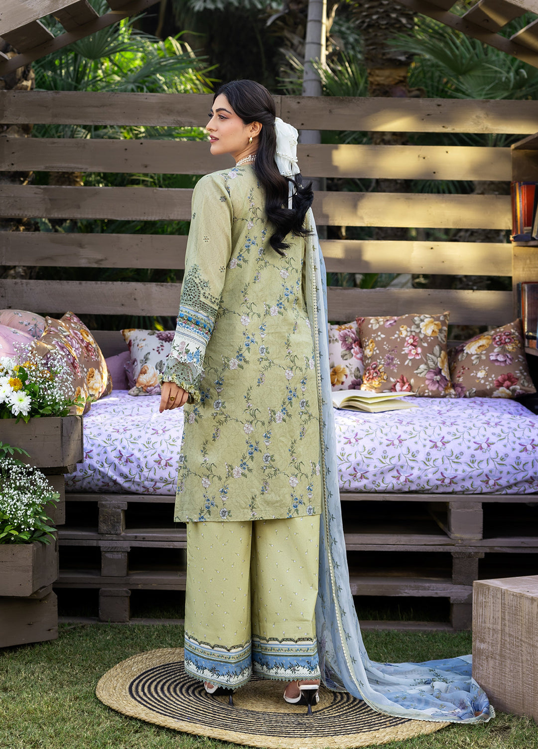 Elaf Premium Chikankari Unstitched Printed Lawn 3 Piece Suit EL26UPC ERC-8B MENAH - Summer Collection