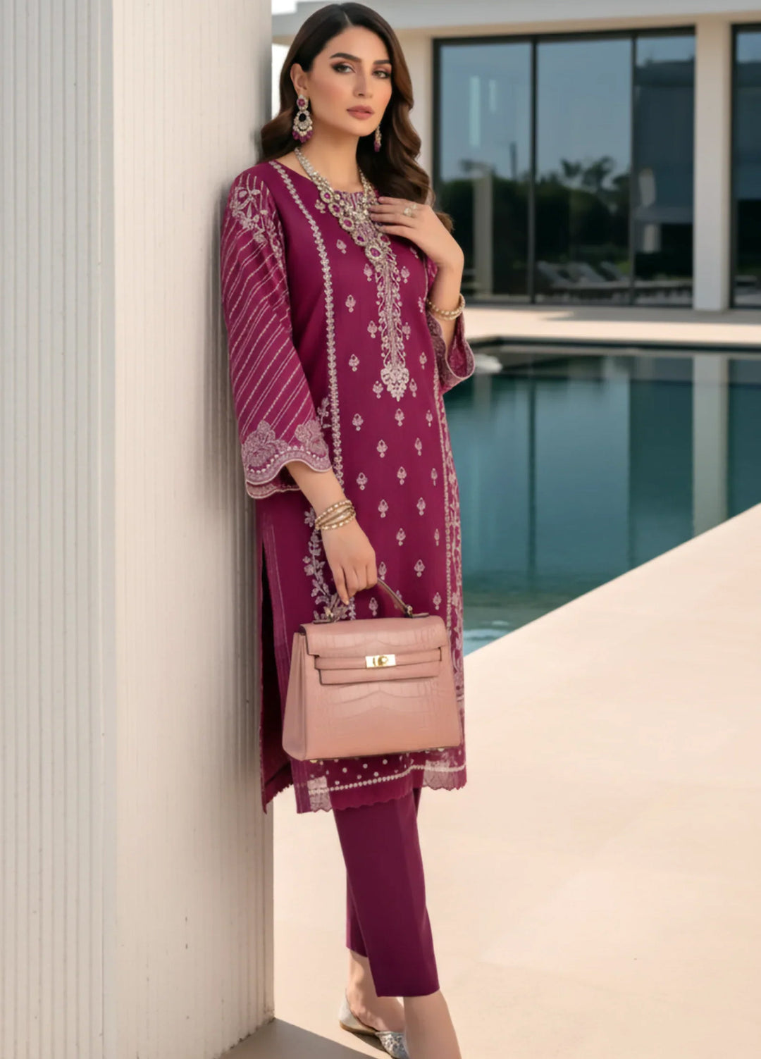 Lakhany Pret Embroidered Cotton Net 2 Piece Suit LSM-4049