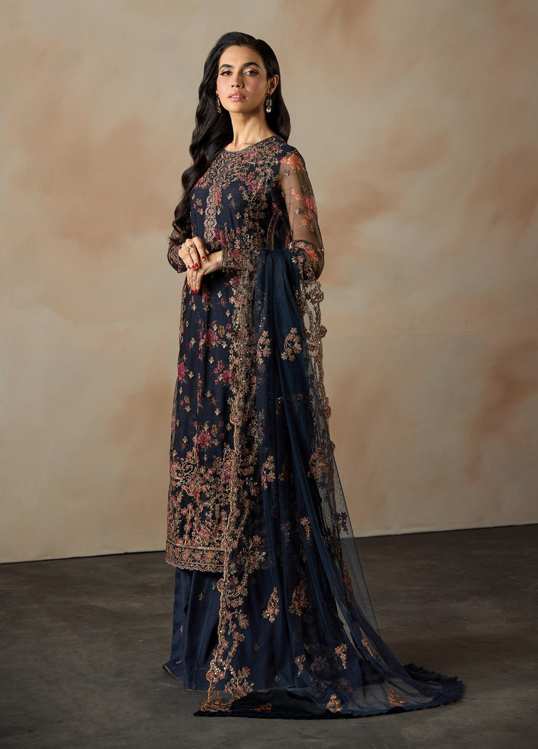 Fasana by Zarif Unstitched Embroidered Net 3 Piece Suit ZR26UF ZRF-PE-01 Mehrab - Festive Collection