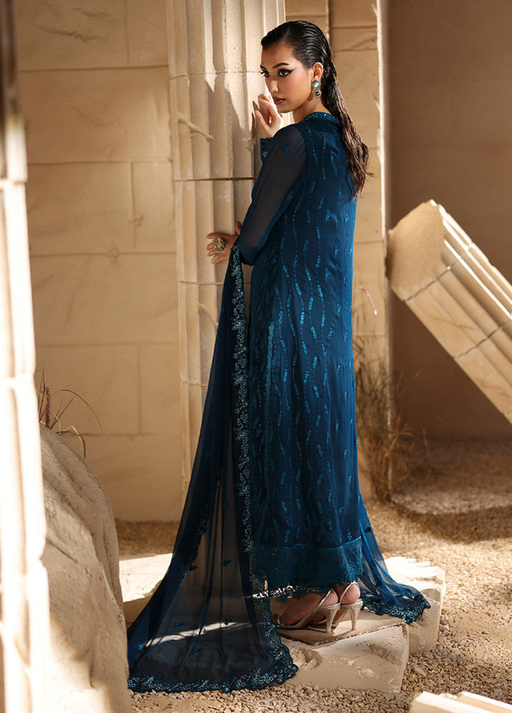 Luxe by Azure Unstitched Chiffon Embroidered Suits 3 Piece AZ25LF Celeste - Festive Collection