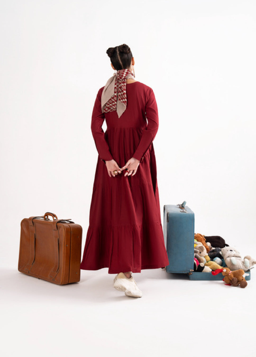 Like a Bird by Casuallite Women Pret Linen Solids Suits 2 Piece D-5 Crimson Drift - Winter Collection