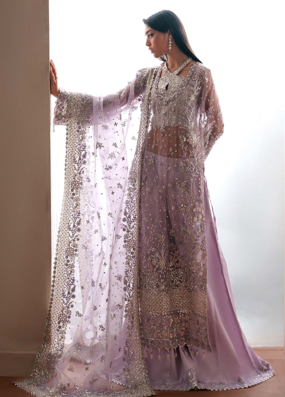 Starlet Jewels by Emaan Adeel Unstitched Embroidered Organza 3 Piece Suit EA26USF Lapis - Festive Collection