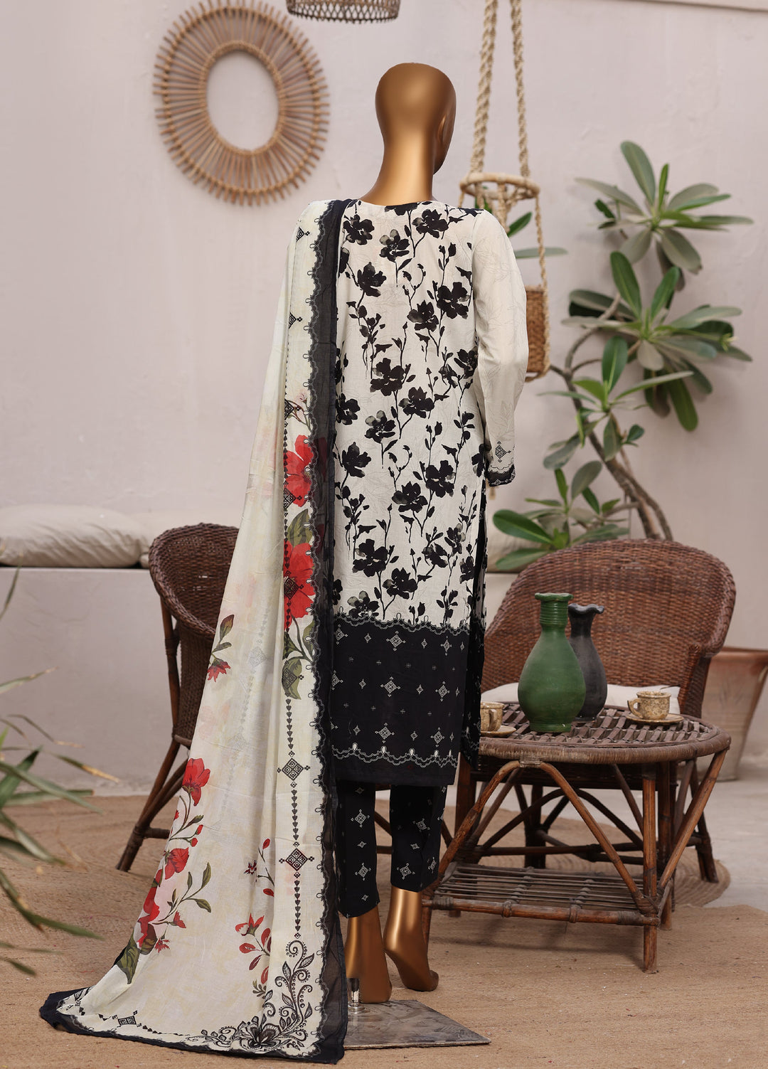 Art N Craft by HZ Textiles RTW Printed Lawn 3 Piece Suit Black - Summer Collection