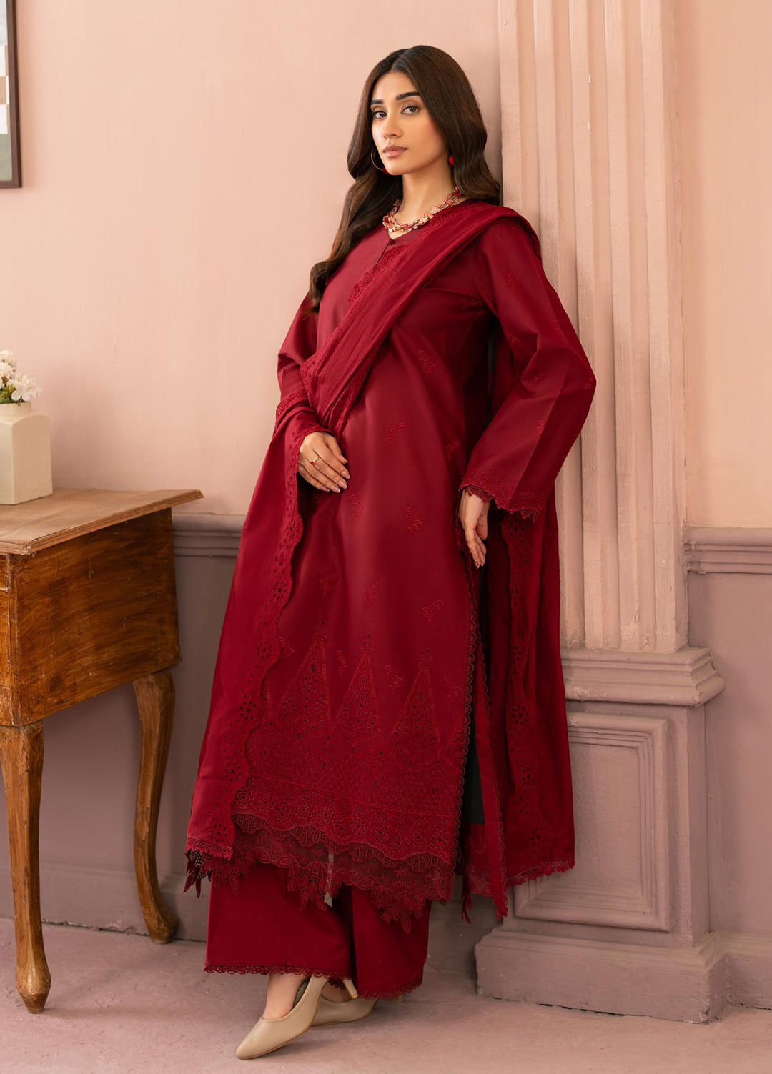Raha by Rajbari Unstitched Premium Chikankai Embroidered Lawn 3 Piece Suit RB26UCRL D-6 - Summer Collection
