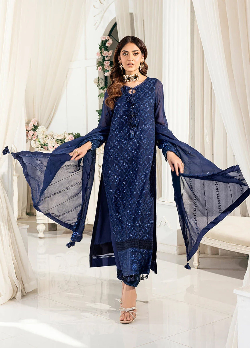 Signature by Salitex Embroidered Chiffon Suits Unstitched 3 Piece SUNS7CH042UT - Summer Collection