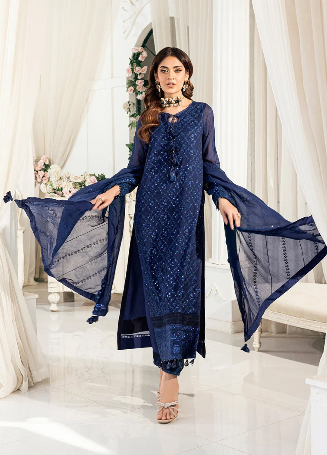 Signature by Salitex Embroidered Chiffon Suits Unstitched 3 Piece SUNS7CH042UT - Summer Collection