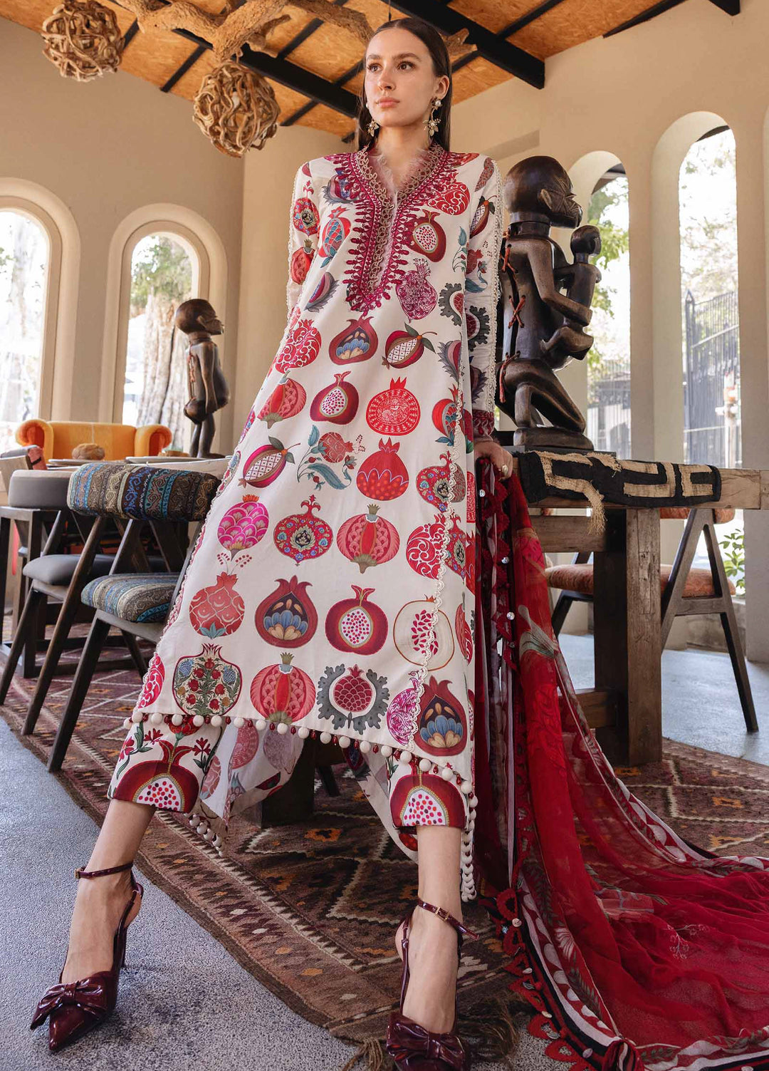 M Prints by Maria B Unstitched Printed Lawn 3 Piece Suit MB26UMP D-03 A - Summer Collection