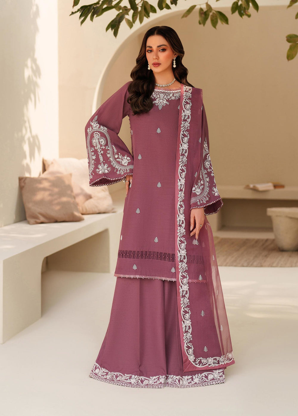 Tabeer by Zarif Unstitched Silk Embroidered 3 Piece Suit ZR26UT ZE-TS-08 SUNG - Winter Collection