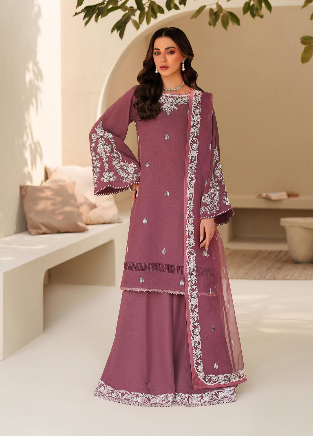Tabeer by Zarif Unstitched Silk Embroidered 3 Piece Suit ZR26UT ZE-TS-08 SUNG - Winter Collection