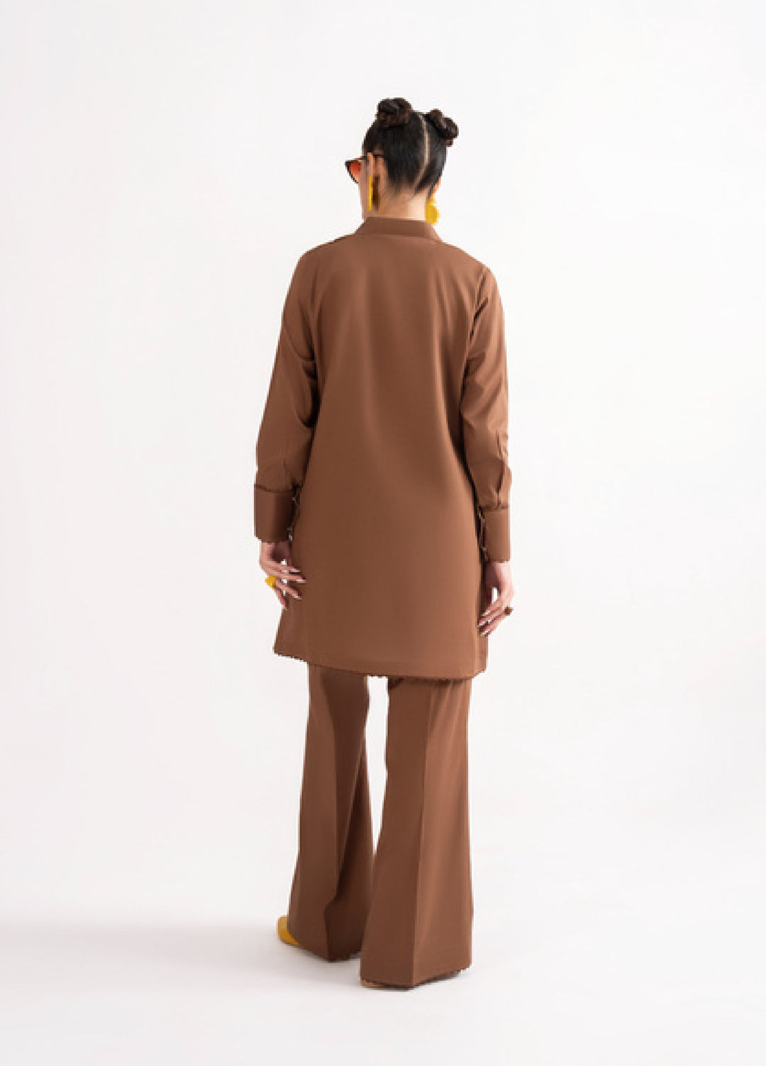 Like a Bird by Casuallite Women Pret Linen Solids Suits 2 Piece D-2 Cocoa Edge - Winter Collection