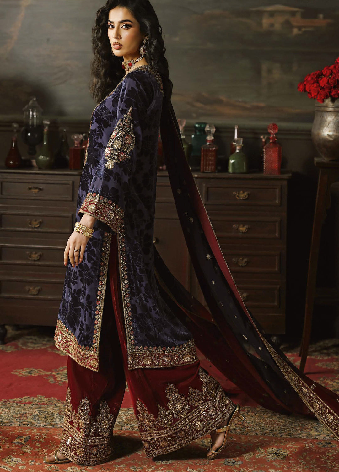 Signora by Charizma Unstitched Velvet Embroidered Suits 3 Piece CRZ25SV CVT5-11 - Festive Collection