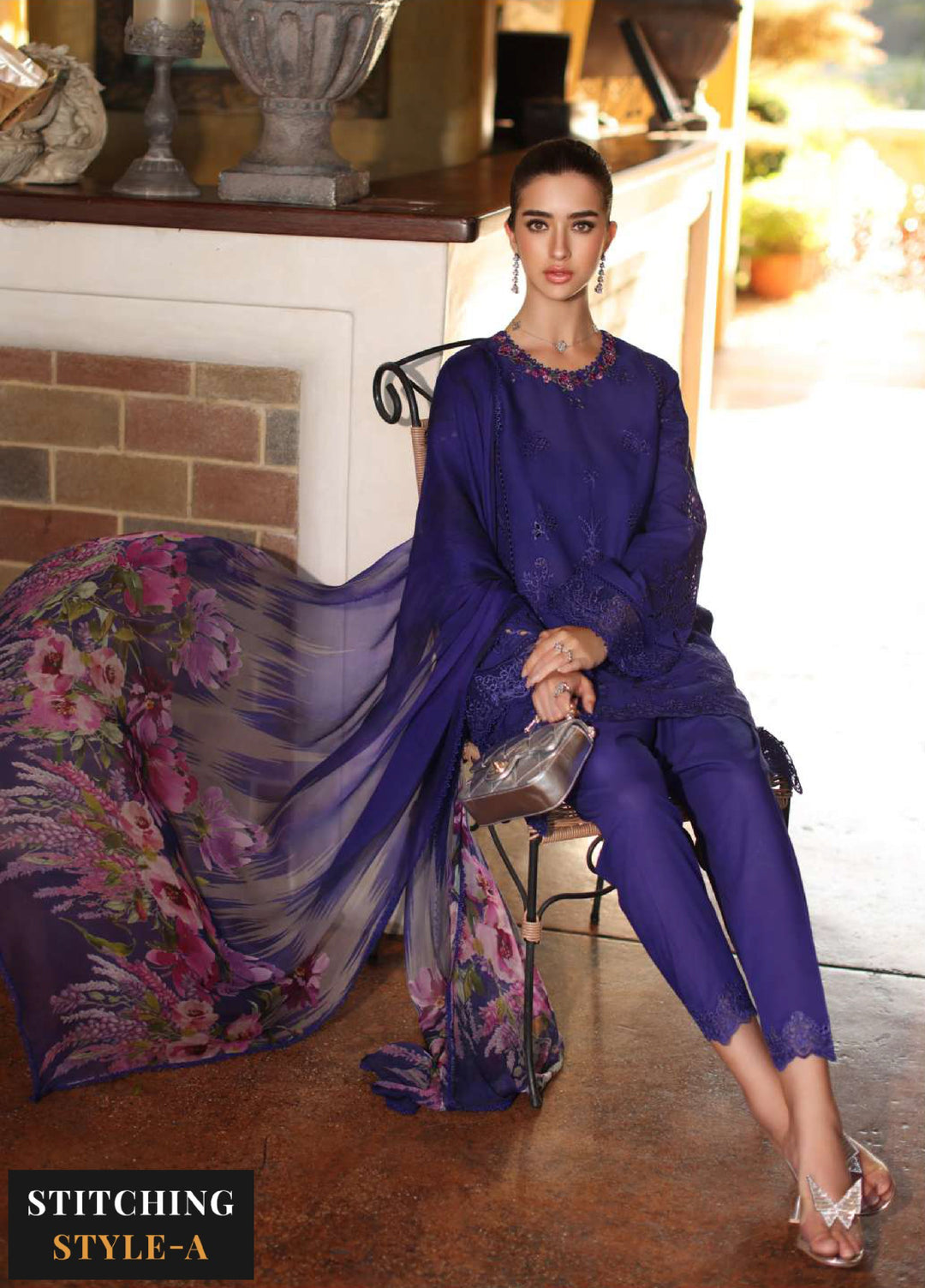 Noor by Saadia Asad Unstitched Embroidered Luxury Lawn 3 Piece Suit SA26UNL D2A-ALOURA - Eid Collection