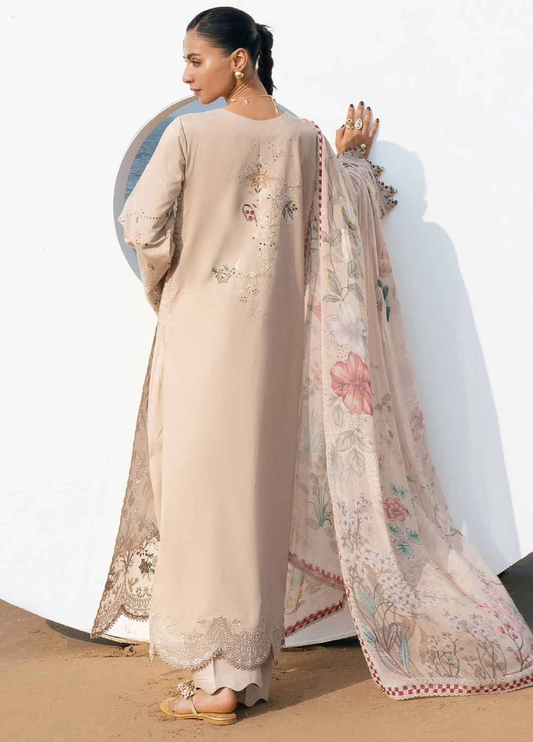 Florent Unstitched Embroidered Luxury Lawn 3 Piece Suit FL26UL FL-9 - Festive Collection