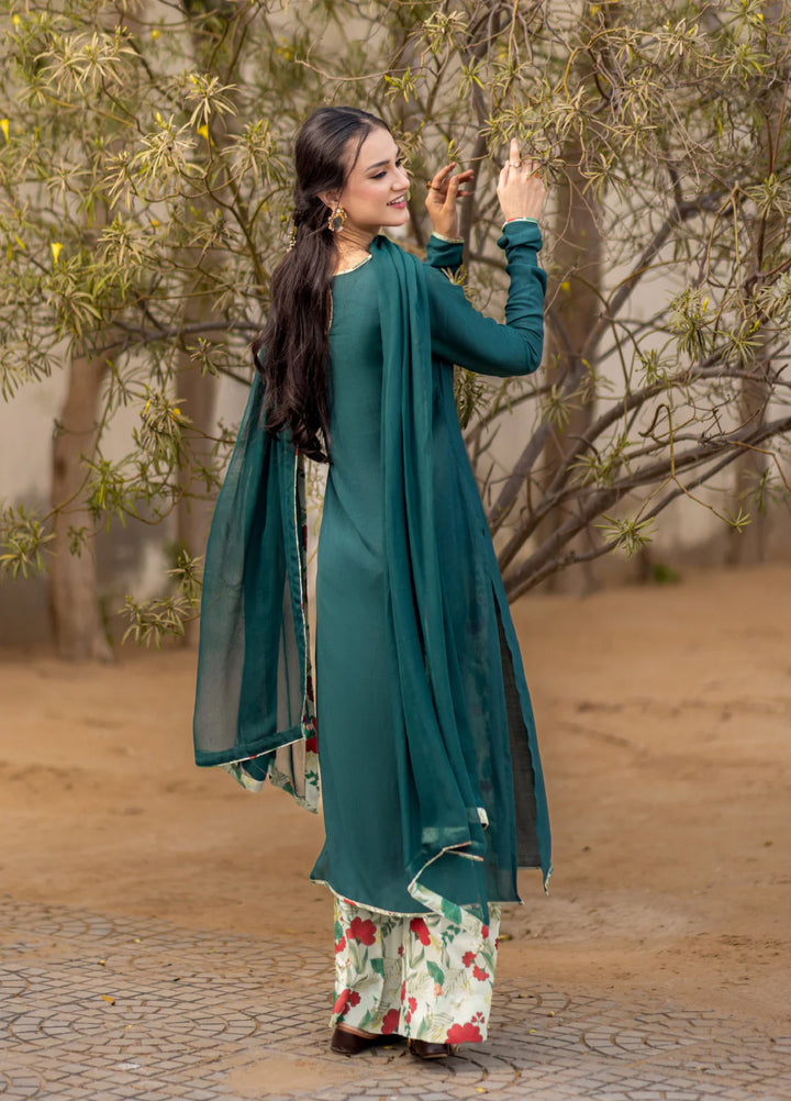 Dareecha by Daak RTW Printed Cotton Silk 3 Piece Suit AKS-BG ANARAH AKS-BG - Festive Collection