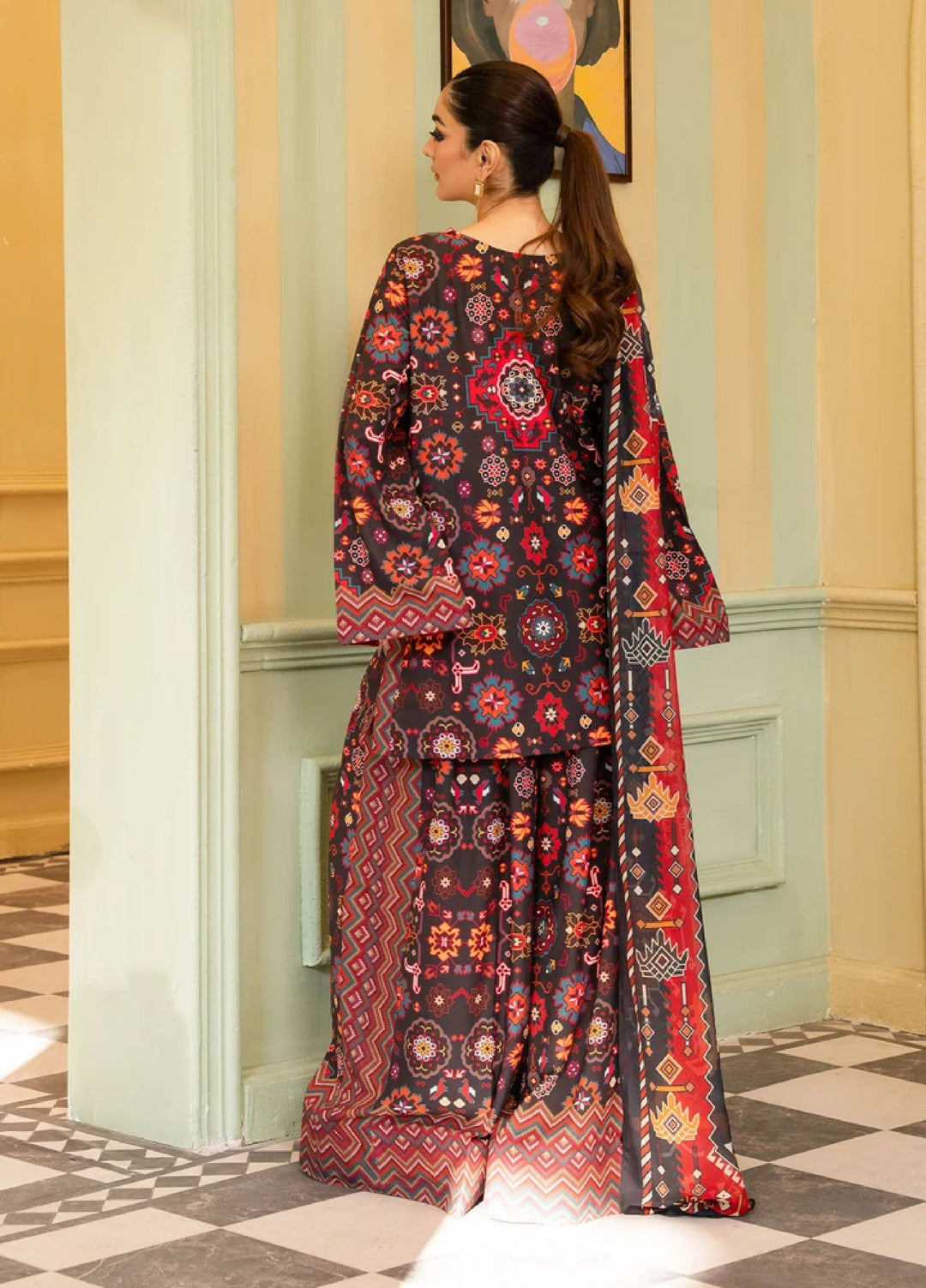 Retro by Maria Osama Khan RTW Printed Grip 3 Piece Suit MOK26PR Eliora - Casual Collection