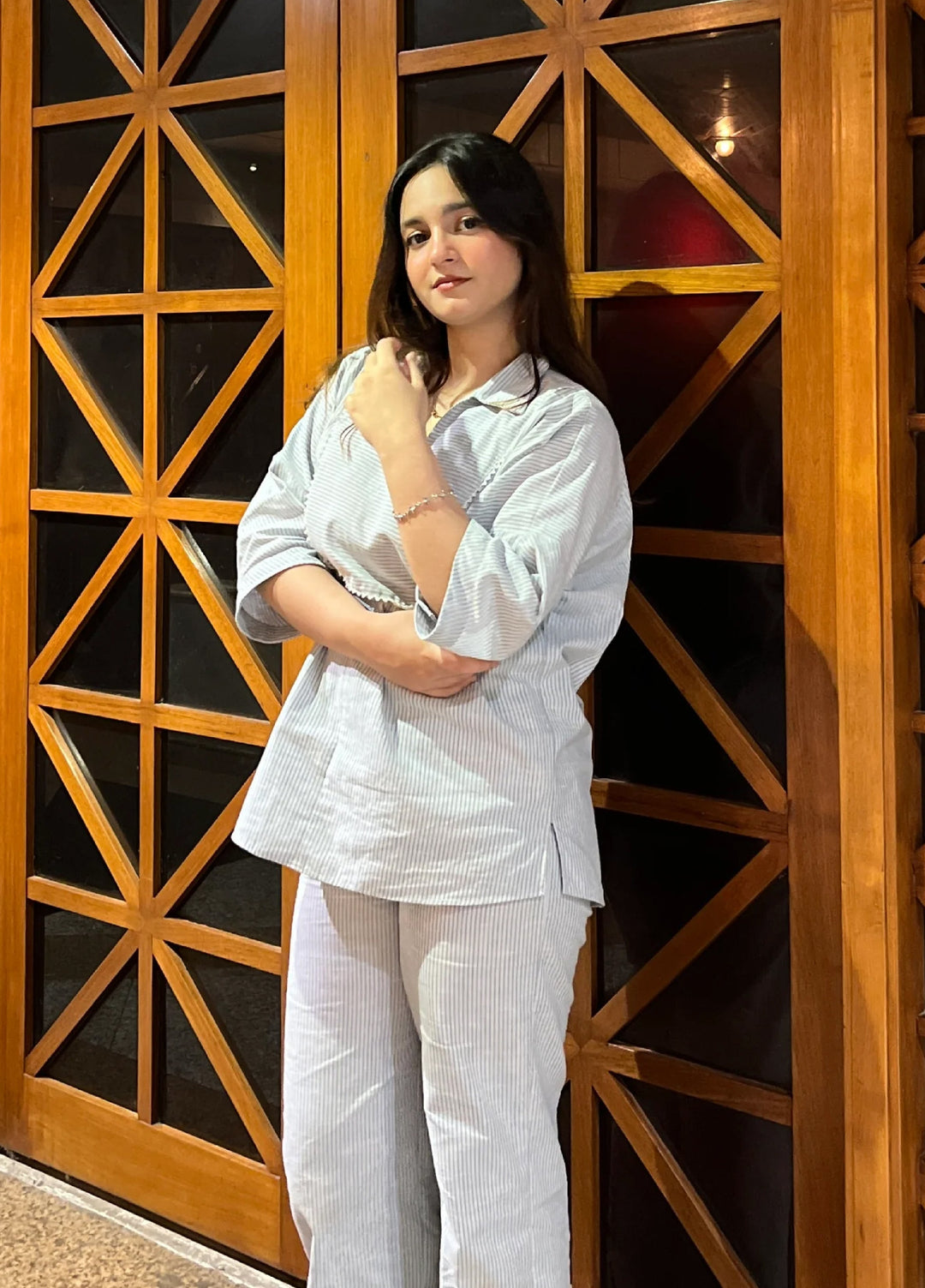 Urban Cut Pret Cotton Striped 2 Piece Co-ord with Trouser C0211 - Summer Collection