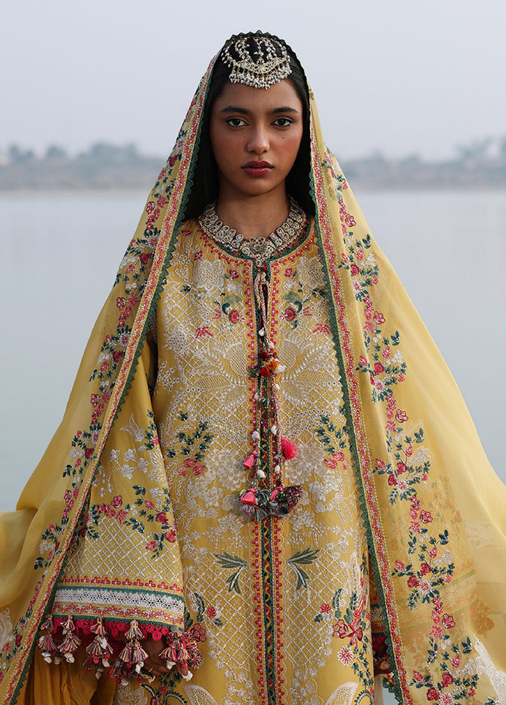 Kalabagh by Hussain Rehar Unstitched Embroidered Luxury Lawn 3 Piece Suit HR26UKL D3 Ochre - Festive Collection