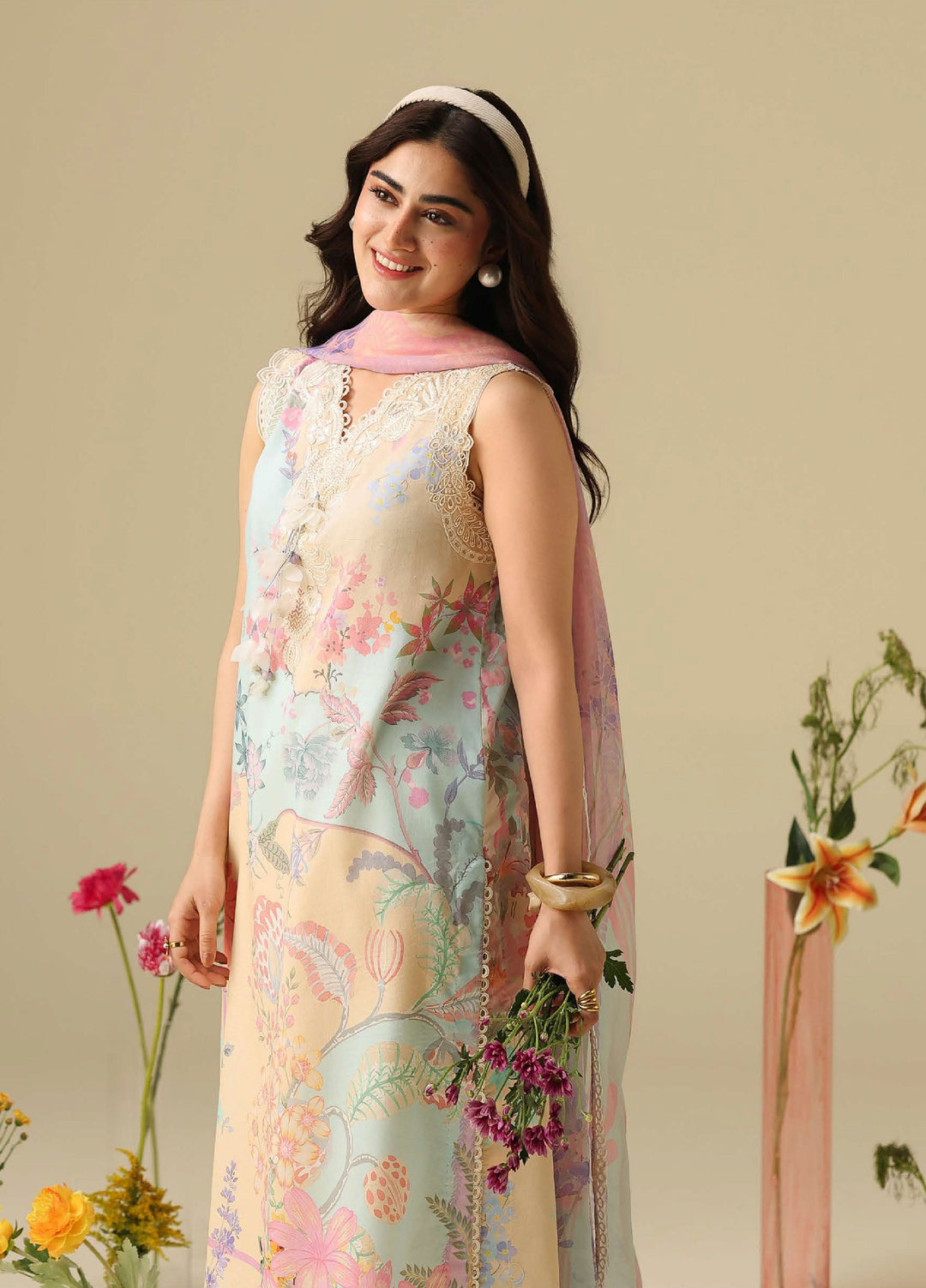 Soleil Hemline by Mushq Unstitched Printed Lawn 3 Piece Suit MU26USL Bellarosa HUNSS260301 - Festive Collection