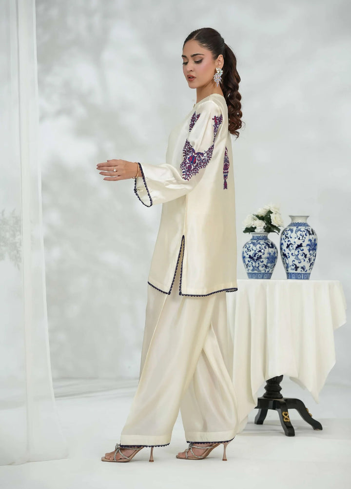 Silcot Pret Embroidered Silk pristine ivory - Winter Collection