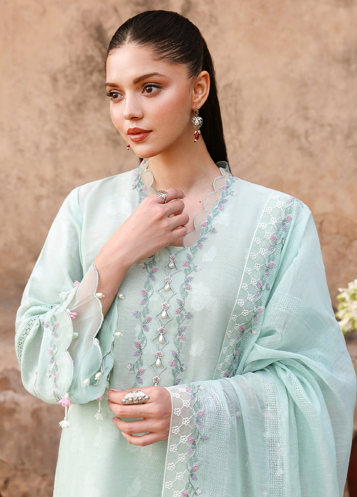 Cross Stitch Unstitched Embroidered Premium Lawn 3 Piece Suit CS26UCPL D25 MISTY MINT - Eid Collection