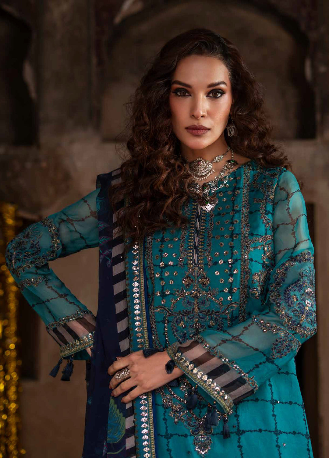 Vasal by Charizma Unstitched Embroidered Chiffon 3 Piece Suit CHR26UV VSL6-05 - Festive Collection