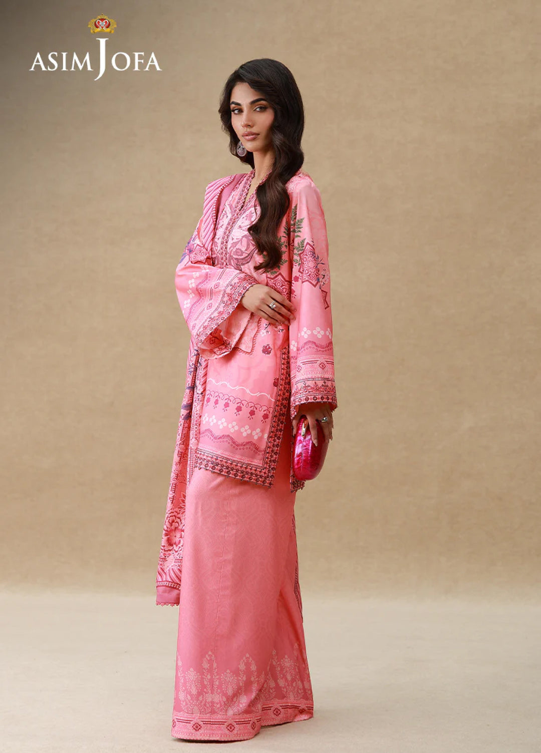 Asim Jofa Unstitched Printed Silk 3 Piece Suit AJ26UPS AJULSC-09 - Casual Collection