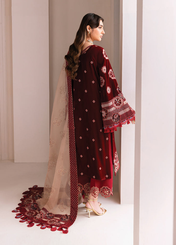 Makhmal by Alizeh Fashion Unstitched Luxury Velvet Embroidered 3 Piece Suits AFB25MV AF-VLT-2226-VELZARI - Festive Collection
