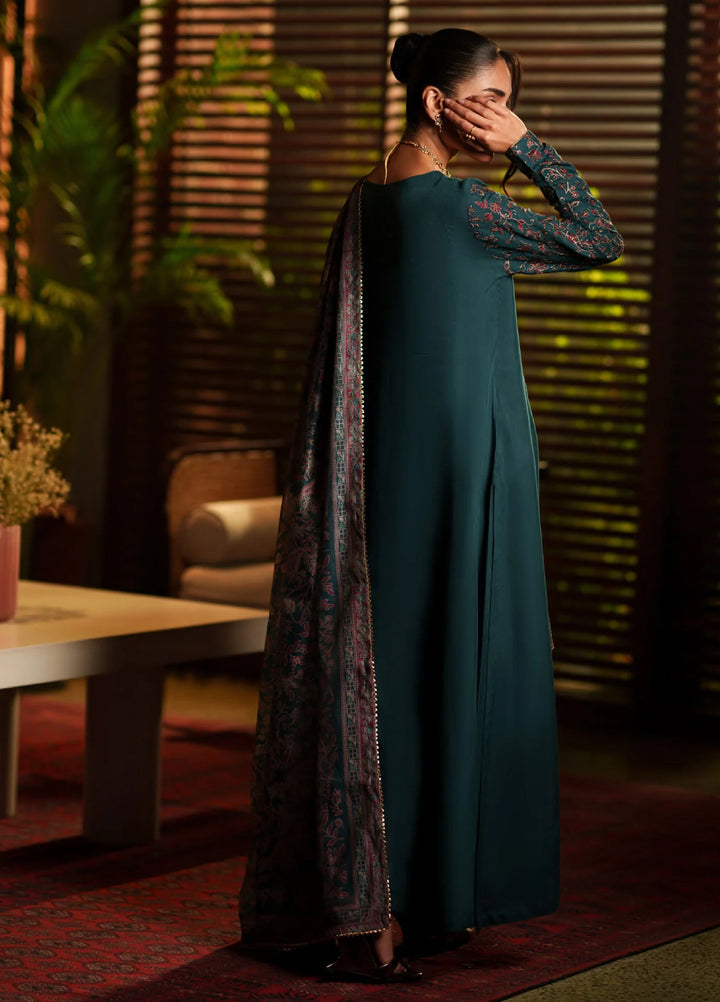 Eala by Casuallite RTW Embroidered Silk Viscose 3 Piece Suit CL26PSEA 07 AZURE NOIR - Festive Collection