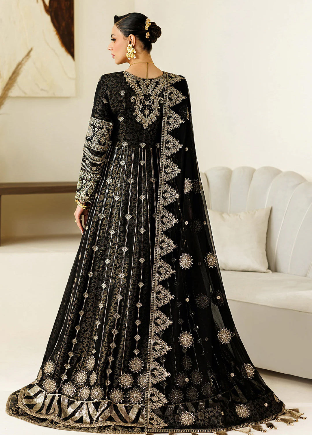 Aymal by Alizeh Fashion Handcrafted Unstitched Embroidered Chiffon 3 Pcs Suit AF26UAC 05-BLANC - Festive Collection