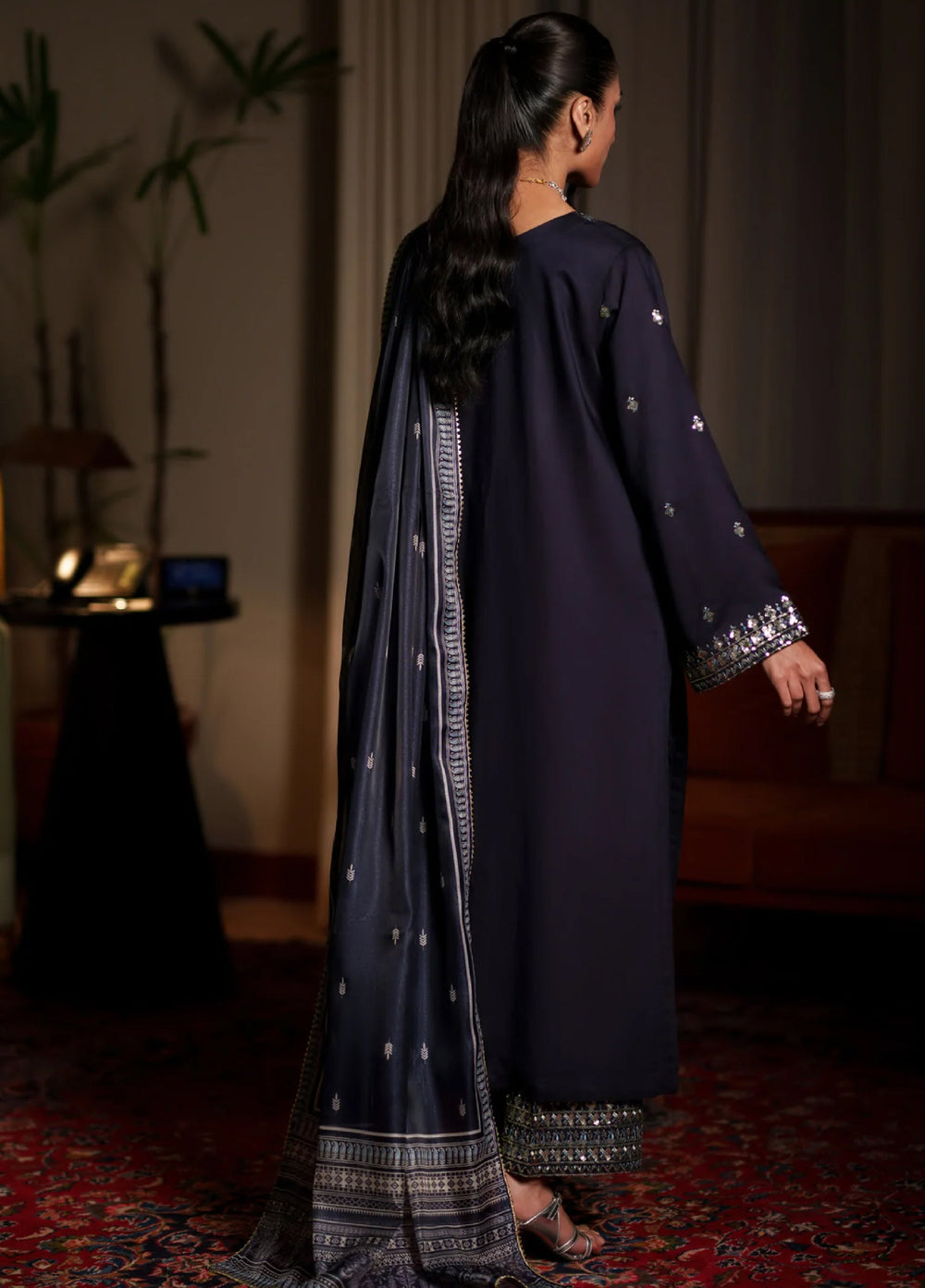 Eala by Casuallite RTW Embroidered Silk Viscose 3 Piece Suit CL26PSEA 04 NOCTURNE - Festive Collection