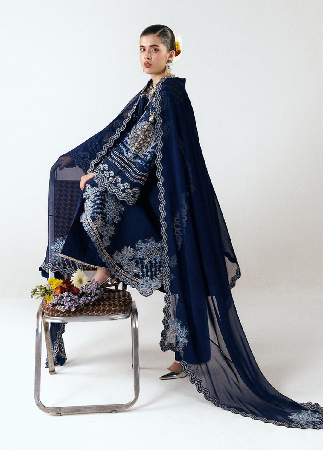 Jugnu by Hussain Rehar Unstitched Embroidered Cotton 3 Piece Suit HR26UCJ Tiva JUG-LD D#1285 - Eid Collection