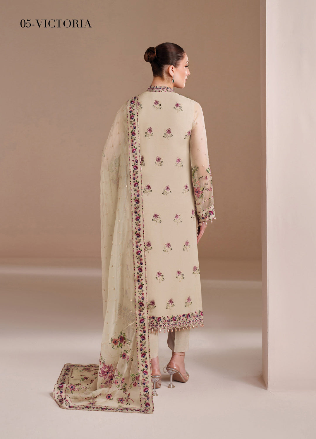 Threads by Alizeh Fashion Unstitched Embroidered Chiffon 3 Piece Suit AF26UTC D-5 Victoria - Festive Collection