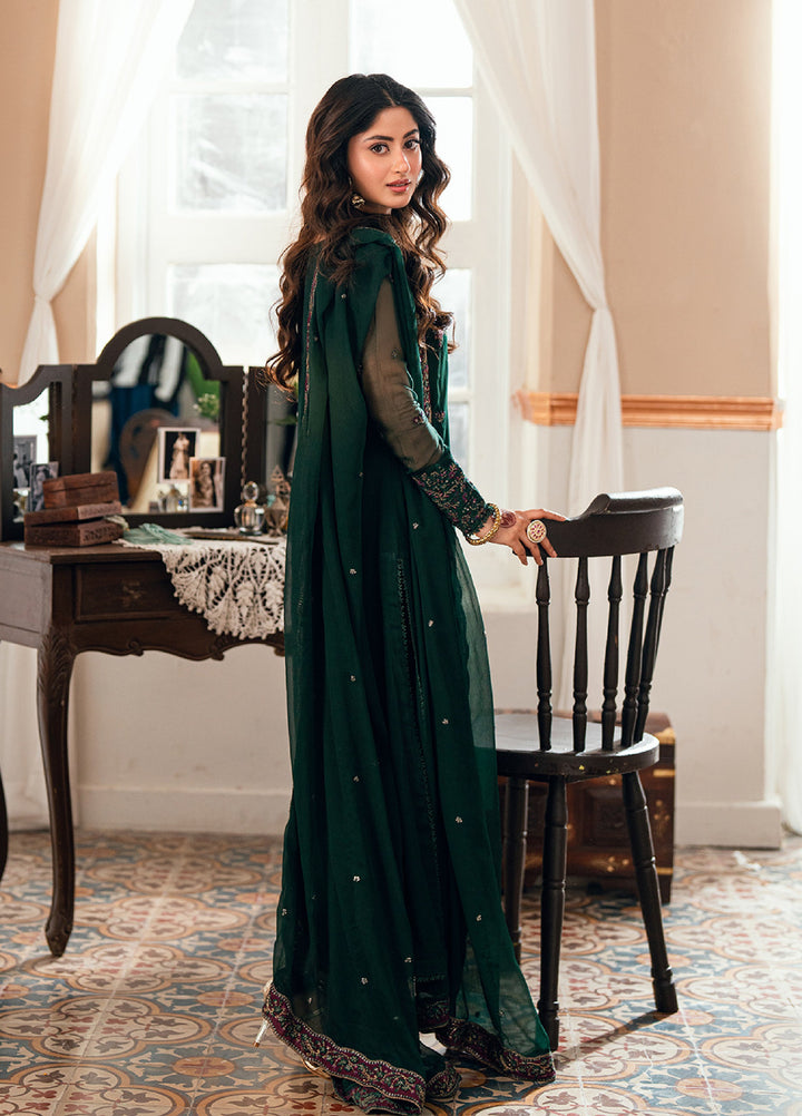 Eid Ensembles by Azure Unstitched Embroidered Chiffon 3 Piece Suit AZ26UEE ES-131 Glimmer Green - Eid Collection