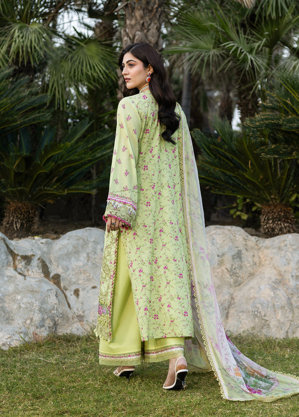 Elaf Premium Chikankari Unstitched Embroidered Lawn 3 Piece Suit EL26UPC ERC 2A HINA - Summer Collection