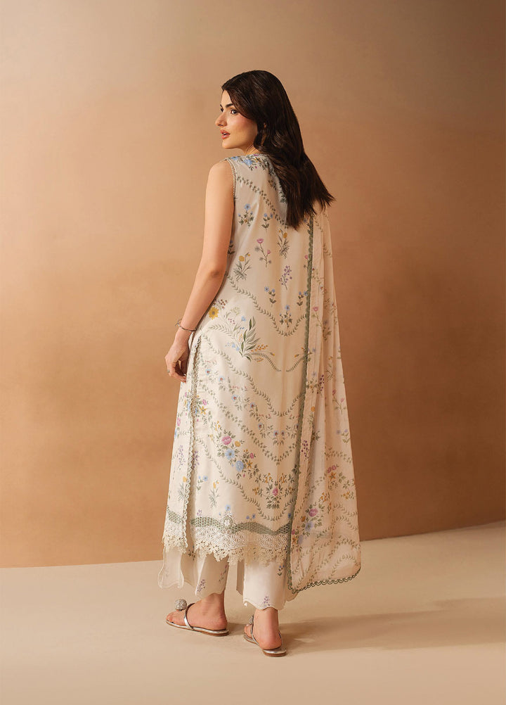 Haze A Prints by Afrozeh Unstitched Embroidered Lawn 3 Piece Suit AF26UAP FWU-106 Luem Ivory - Summer Collection