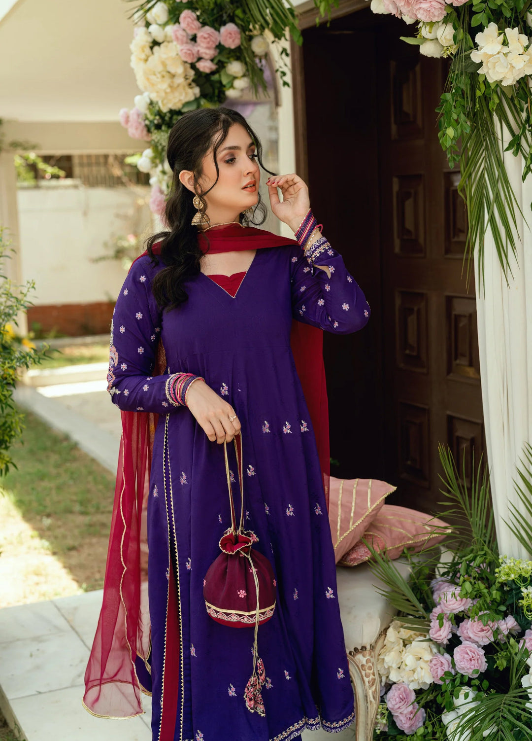 Omal by Komal Baat Paaki Women Dobby 3 Piece Pret Suit Malaika - Festive Collection