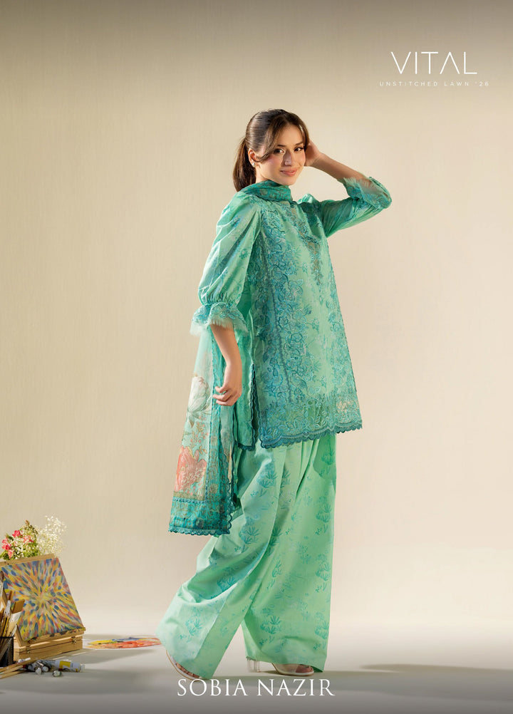 Vital by Sobia Nazir Unstitched Embroidered Lawn 3 Piece Suit SN26UVL 4B - Summer Collection